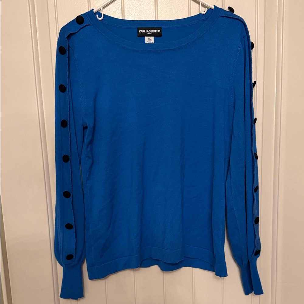 Karl Lagerfeld Cobalt Top with Black Accents